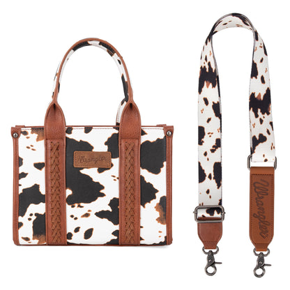 Wrangler Cow Print Tote Bag for Women Western Purse Boho Top Handle Satchel Handbag with Signature Strap