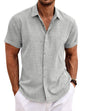 COOFANDY Men's Linen Shirts Short Sleeve Casual Shirts Button Down Shirt for Men Beach Summer Wedding Shirt