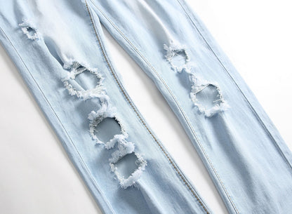 Men's Ripped Skinny Stretch Distressed Destroyed Slim Jeans Denim Pants