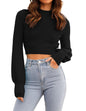 ZESICA Women's Fall Mock Neck Cropped Sweater Long Sleeve Soft Ribbed Knit Pullover Jumper Tops
