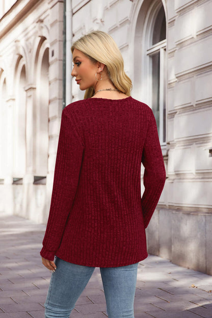 XIEERDUO Sweater for Women Long Sleeve Henley Shirts Tunic Tops to Wear with Leggings crew neck Sweaters Trendy 2024