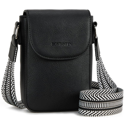 BOSTANTEN Small Crossbody Bags for Women Trendy Leather Phone Wallet Purses Handbags Adjustable Guitar Strap