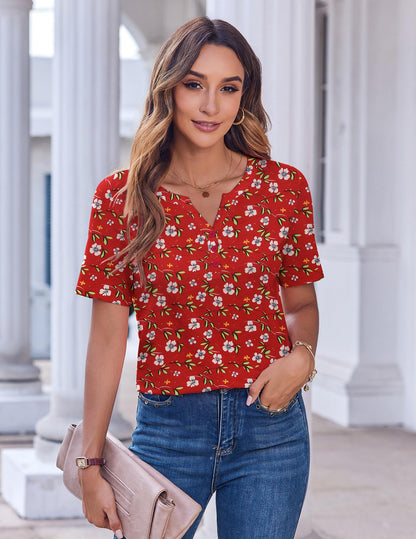 Zeagoo Womens Summer Tops Casual Short Sleeve V Neck Shirts Business Dressy Work Tunic Blouses