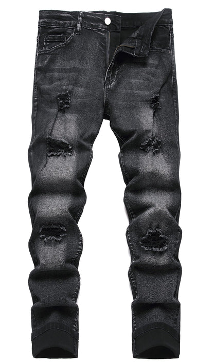 Men's Ripped Skinny Stretch Distressed Destroyed Slim Jeans Denim Pants