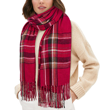YSense Women's Long Plaid Blanket Scarf Chunky Oversized Winter Fall Warm Scarf Big Tartan Scarves Wrap Shawl Ladies Gifts