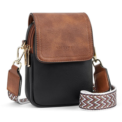 BOSTANTEN Small Crossbody Bags for Women Trendy Leather Phone Wallet Purses Handbags Adjustable Guitar Strap