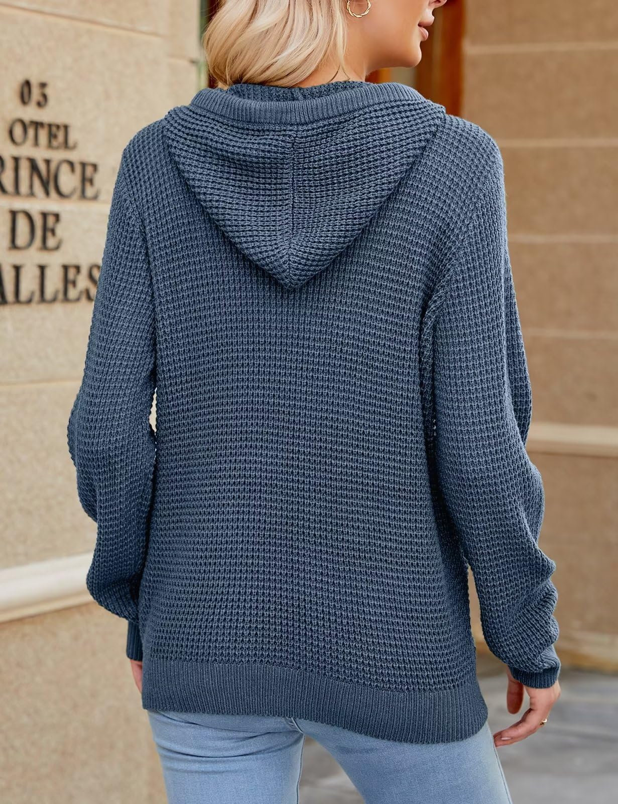 CiCiBird Women Fall Hoodies Sweater Knit V Neck Tops Oversized Fashion Pullover Casual Long Sleeve Shirts with Pockets