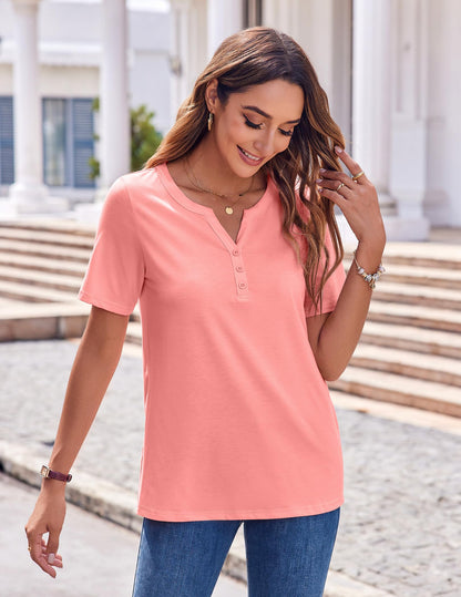 Zeagoo Womens Summer Tops Casual Short Sleeve V Neck Shirts Business Dressy Work Tunic Blouses