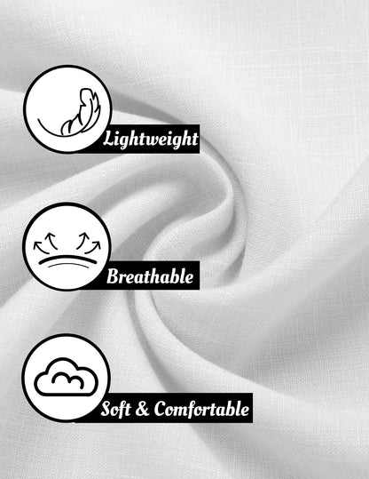 COOFANDY Men's Linen Shirts Short Sleeve Casual Shirts Button Down Shirt for Men Beach Summer Wedding Shirt