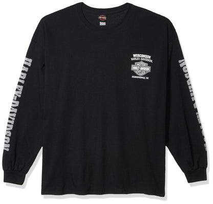 Harley-Davidson Men's Skull Lightning Crest Graphic Long Sleeve Shirt, Black