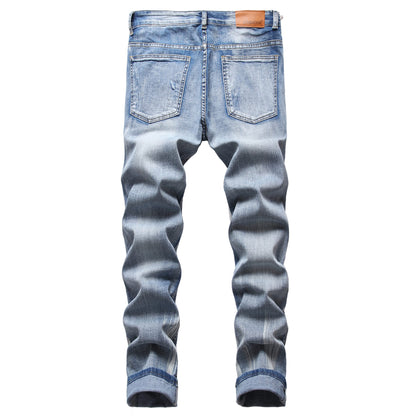 JUNBAOSS Men's Slim Fit Stretch Jeans Ripped Skinny Jeans for Men, Distressed Straight Leg Fashion Comfort Flex Waist Pants