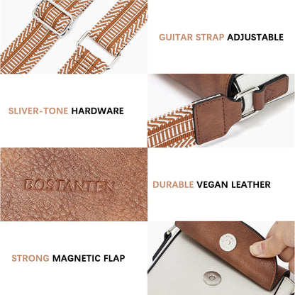 BOSTANTEN Small Crossbody Bags for Women Trendy Leather Phone Wallet Purses Handbags Adjustable Guitar Strap