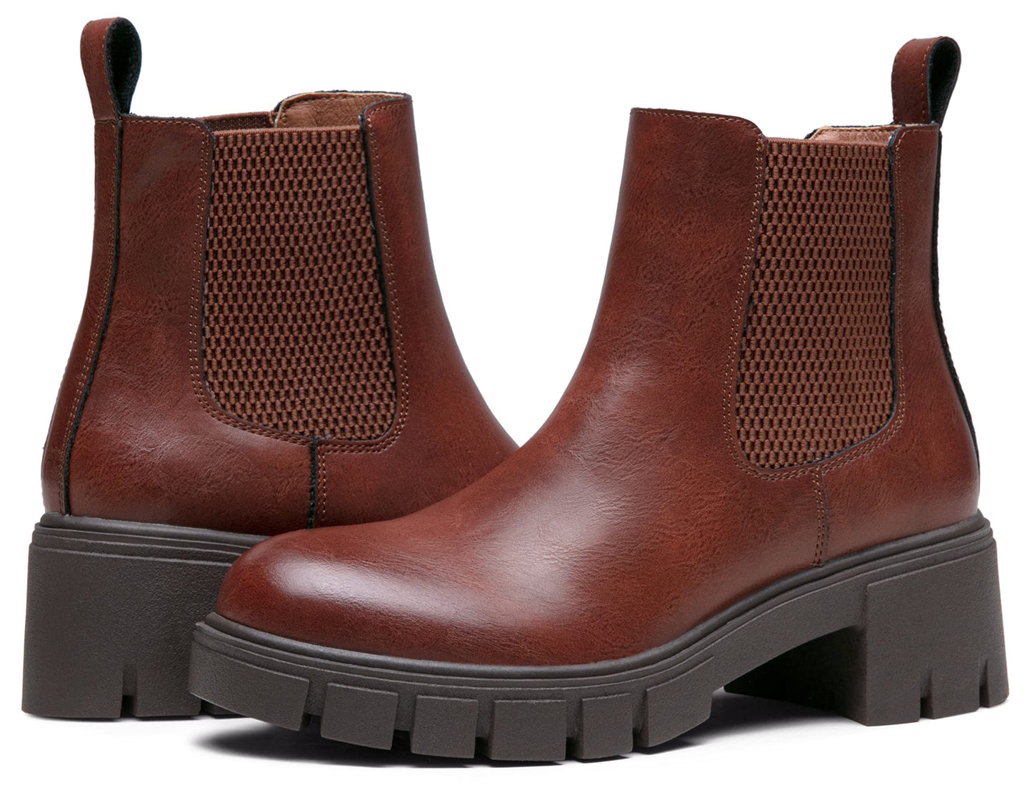 Vepose Women's 936 Chelsea Ankle Boots Platform Lug Sole Elastic Slip on Booties