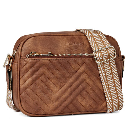 BOSTANTEN Quilted Crossbody Bags for Women Vegan Leather Purses Small Shoulder Handbags with Wide Strap