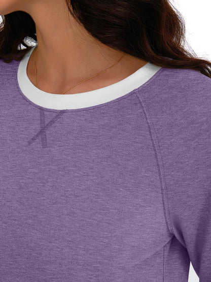 AUTOMET Womens Long Sleeve Shirts Color Block Casual Crewneck Tops Tshirt Basic Tees Fall Fashion Clothes Trendy Outfits