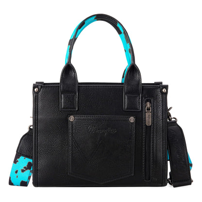 Wrangler Cow Print Tote Bag for Women Western Purse Boho Top Handle Satchel Handbag with Signature Strap
