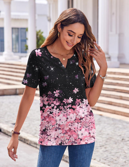 Zeagoo Womens Summer Tops Casual Short Sleeve V Neck Shirts Business Dressy Work Tunic Blouses