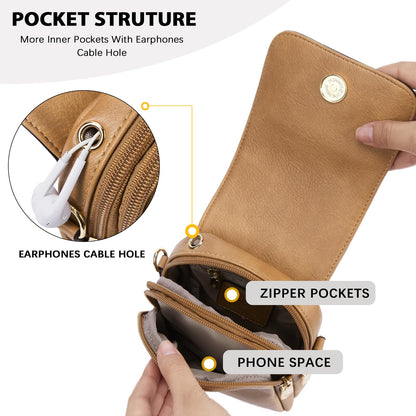 BOSTANTEN Small Crossbody Bags for Women Trendy Leather Phone Wallet Purses Handbags Adjustable Guitar Strap