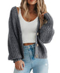 PRETTYGARDEN Women's Chunky Knit Open Front Sweater Long Sleeve Button Loose Short Cardigan Outerwear Coats