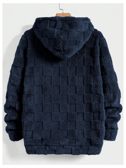SOLY HUX Hoodies for Men Graphic Fuzzy Sherpa Pullover Hoodie Long Sleeve Winter Fleece Hooded Sweatshirt