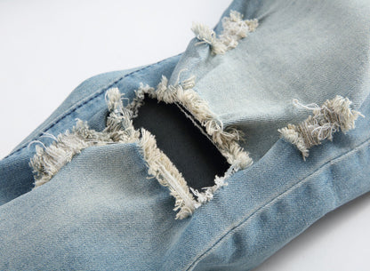 Men's Ripped Skinny Stretch Distressed Destroyed Slim Jeans Denim Pants