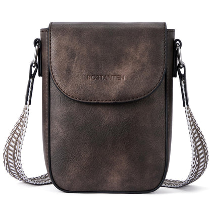 BOSTANTEN Small Crossbody Bags for Women Trendy Leather Phone Wallet Purses Handbags Adjustable Guitar Strap