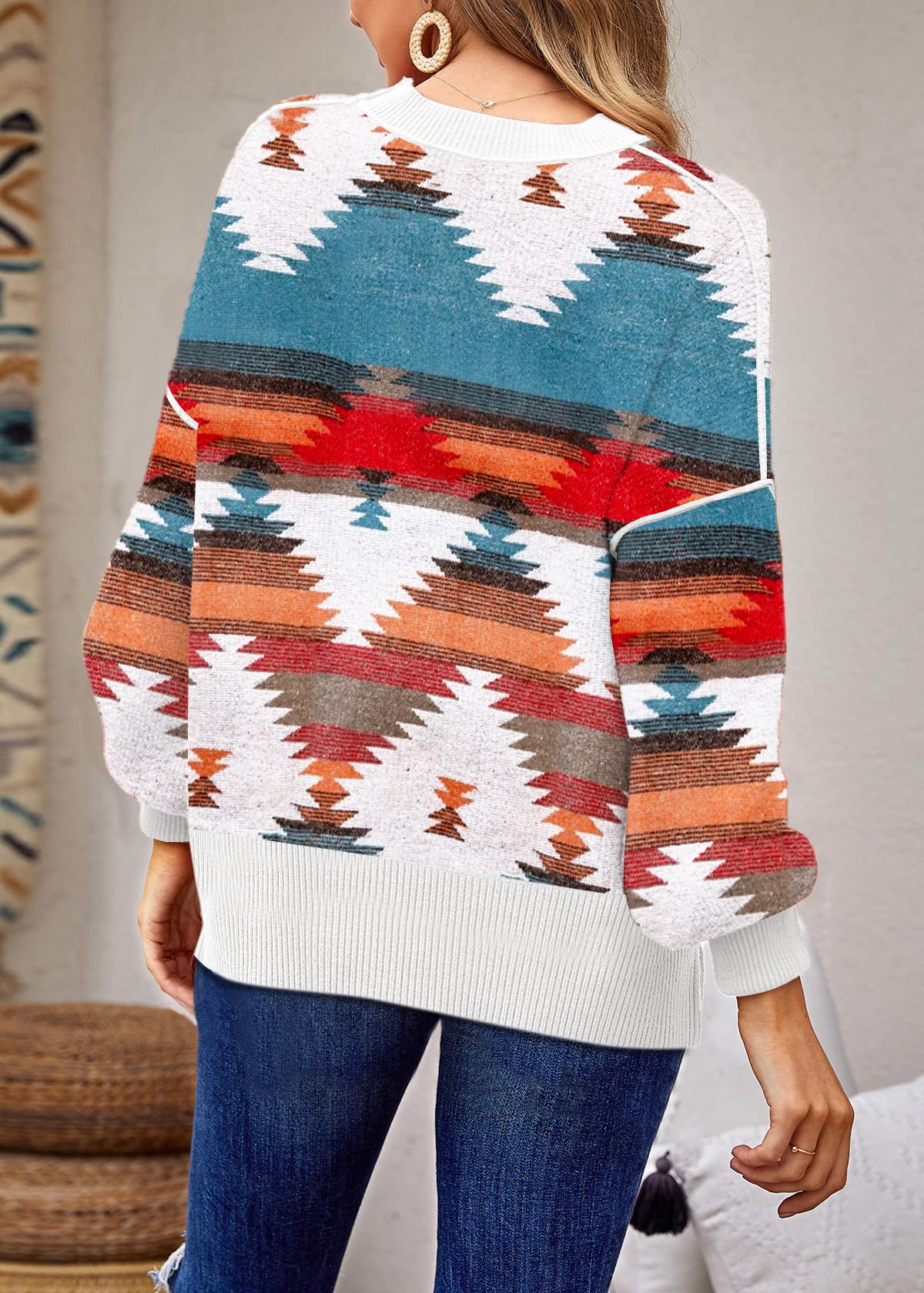 ETCYY Womens Oversized Sweaters Fall 2024 Fashion Clothes Trendy Batwing Sleeve Colorblock Striped Knit Pullover Sweater Tops