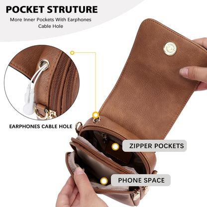 BOSTANTEN Small Crossbody Bags for Women Trendy Leather Phone Wallet Purses Handbags Adjustable Guitar Strap