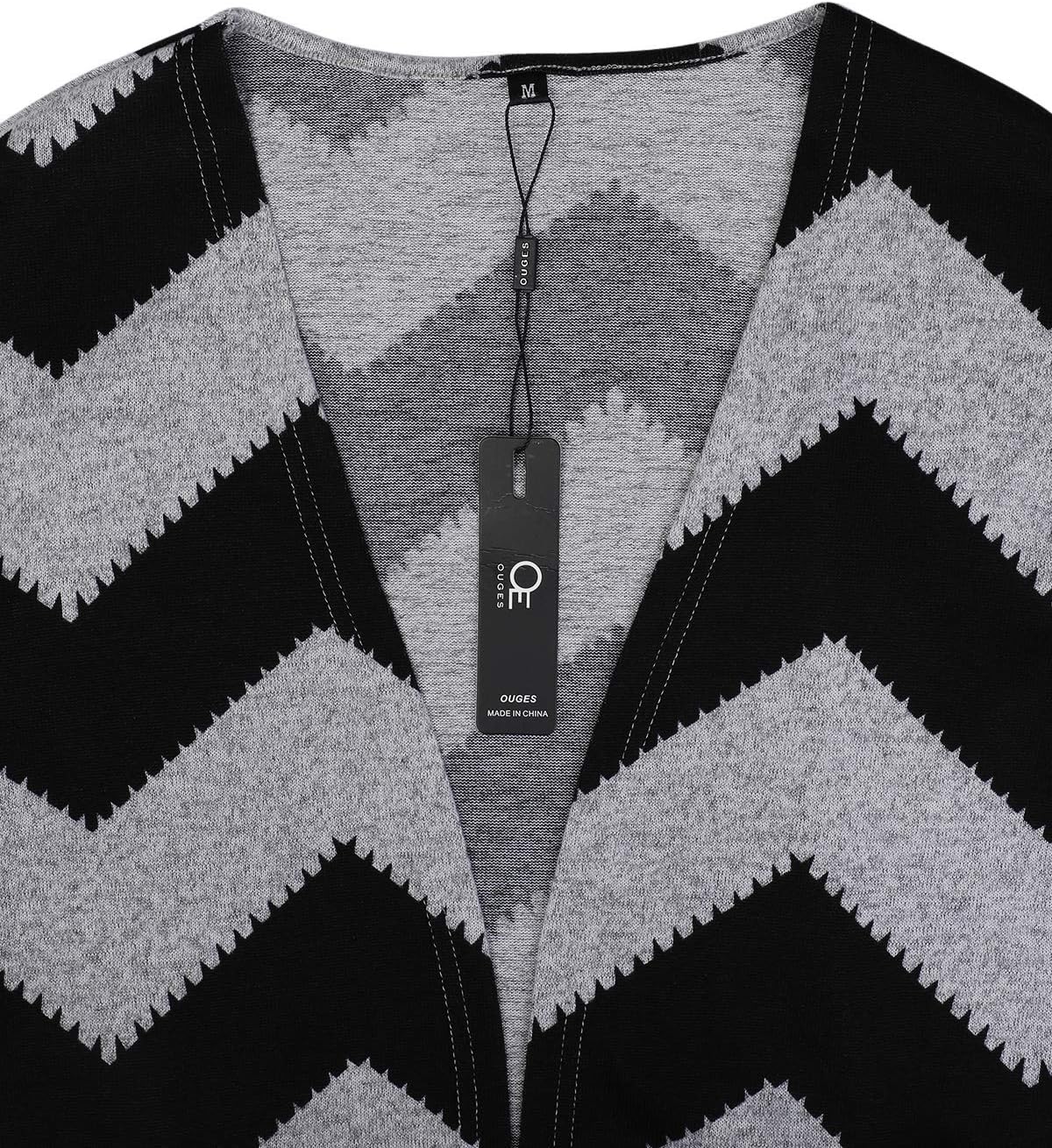 OUGES Women's Open Front Cardigan Shirt with Pockets Long Sleeve Lightweight Coat
