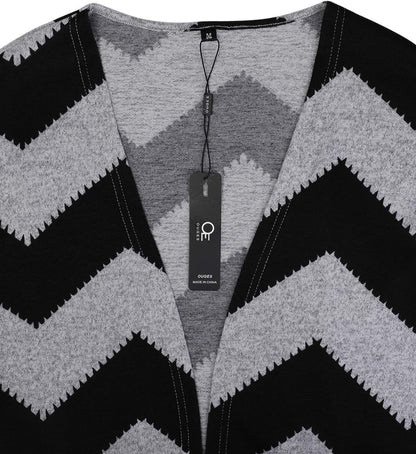 OUGES Women's Open Front Cardigan Shirt with Pockets Long Sleeve Lightweight Coat