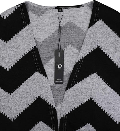OUGES Women's Open Front Cardigan Shirt with Pockets Long Sleeve Lightweight Coat