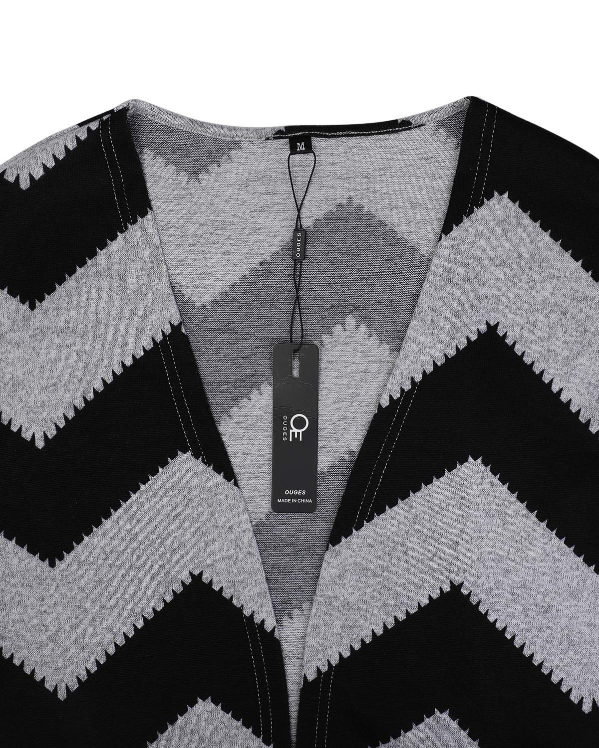 OUGES Women's Open Front Cardigan Shirt with Pockets Long Sleeve Lightweight Coat