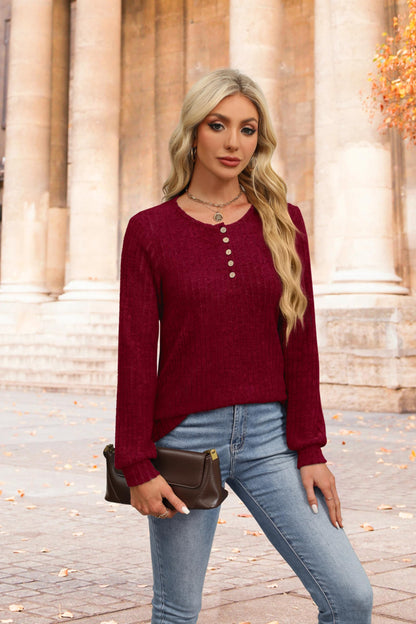 XIEERDUO Sweater for Women Long Sleeve Henley Shirts Tunic Tops to Wear with Leggings crew neck Sweaters Trendy 2024