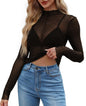 WIHOLL Womens Mesh Sheer Tops Sexy Crew Neck Summer Loose FIt Party Clubwear Shirts