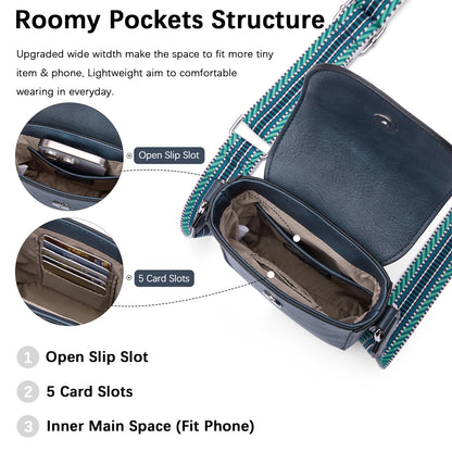 BOSTANTEN Small Crossbody Bags for Women Trendy Leather Phone Wallet Purses Handbags Adjustable Guitar Strap