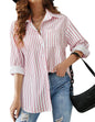 HOTOUCH Women Oversized Button Down Shirts Office Drop Shoulder Blouse Long Sleeve Boyfriend Dress Shirt with Pockets