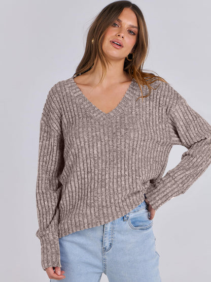 ANRABESS Long Sleeve Shirts for Women V Neck Casual Fall Tops Loose Fit Lightweight Sweaters Tunic Fashion 2024 Clothes