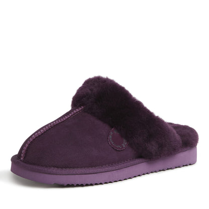 Dearfoams Women's Fireside Sydney Shearling Fur Indoor/Outdoor Scuff Slipper with Wide Widths
