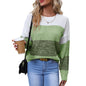 Women's Striped Color Block Sweater Long Sleeve Crewneck Casual Loose Fit Soft Knit Sweater Pullover Tops