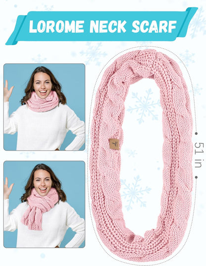 Winter Hat Scarf Gloves and Ear Warmer, Warm Knit Beanie Hat Touch Screen Gloves Set Winter Gifts Neck Scarves for Women