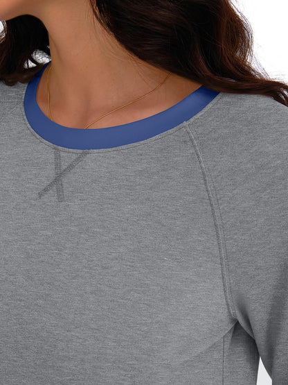 AUTOMET Womens Long Sleeve Shirts Color Block Casual Crewneck Tops Tshirt Basic Tees Fall Fashion Clothes Trendy Outfits
