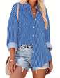 HOTOUCH Women Oversized Button Down Shirts Office Drop Shoulder Blouse Long Sleeve Boyfriend Dress Shirt with Pockets