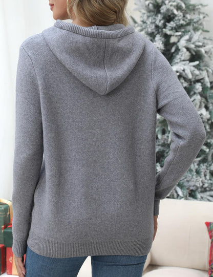 CiCiBird Women Fall Hoodies Sweater Knit V Neck Tops Oversized Fashion Pullover Casual Long Sleeve Shirts with Pockets
