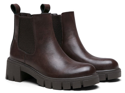 Vepose Women's 936 Chelsea Ankle Boots Platform Lug Sole Elastic Slip on Booties