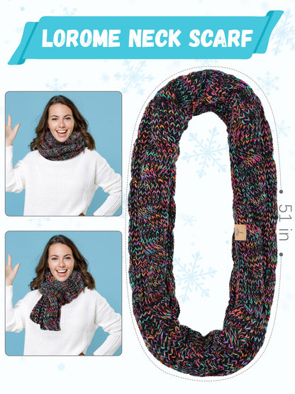 Winter Hat Scarf Gloves and Ear Warmer, Warm Knit Beanie Hat Touch Screen Gloves Set Winter Gifts Neck Scarves for Women