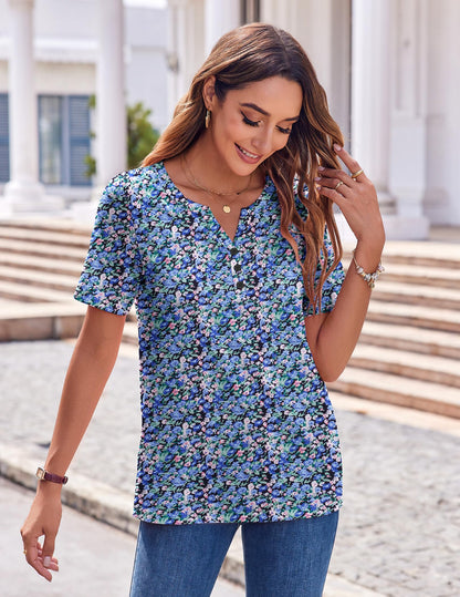 Zeagoo Womens Summer Tops Casual Short Sleeve V Neck Shirts Business Dressy Work Tunic Blouses