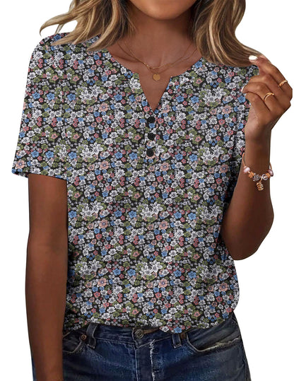 Zeagoo Womens Summer Tops Casual Short Sleeve V Neck Shirts Business Dressy Work Tunic Blouses