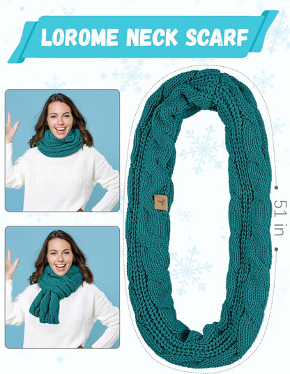 Winter Hat Scarf Gloves and Ear Warmer, Warm Knit Beanie Hat Touch Screen Gloves Set Winter Gifts Neck Scarves for Women