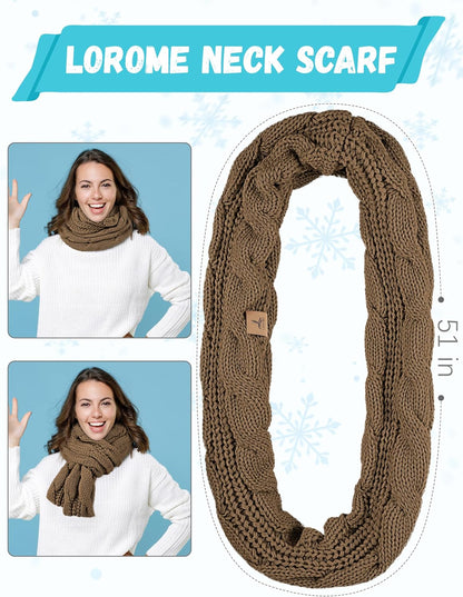 Winter Hat Scarf Gloves and Ear Warmer, Warm Knit Beanie Hat Touch Screen Gloves Set Winter Gifts Neck Scarves for Women