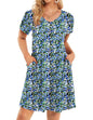 HOTOUCH Womens Summer Floral V Neck Dresses Beach Casual Short Sleeve T Shirt Dresses Swing Sundresses with Pockets 2025